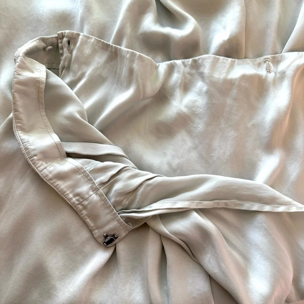 ATM Anthony Thomas Melillo Silk Pleated Wrap Skirt in Frost Size 12